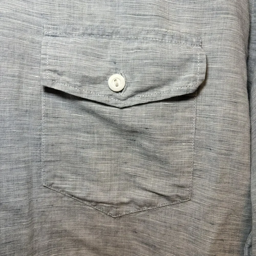 J.Crew Baird McNutt Irish Linen Blend Button Down Shirt Mens XL Blue Career Prep